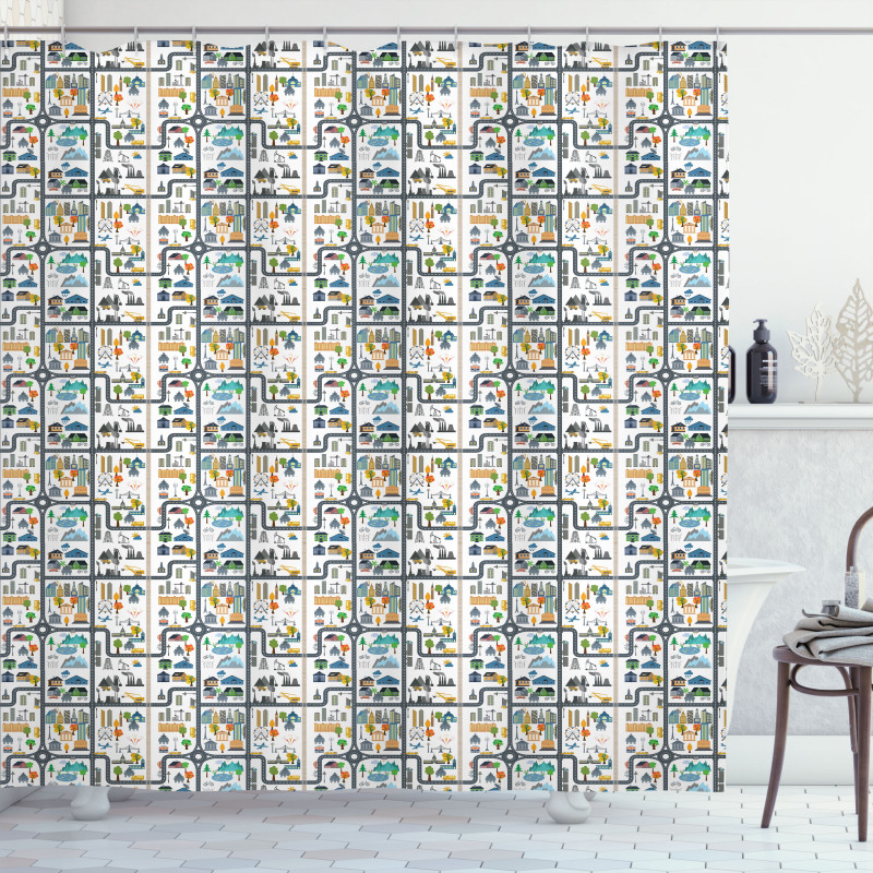 Cityscape Road Shower Curtain