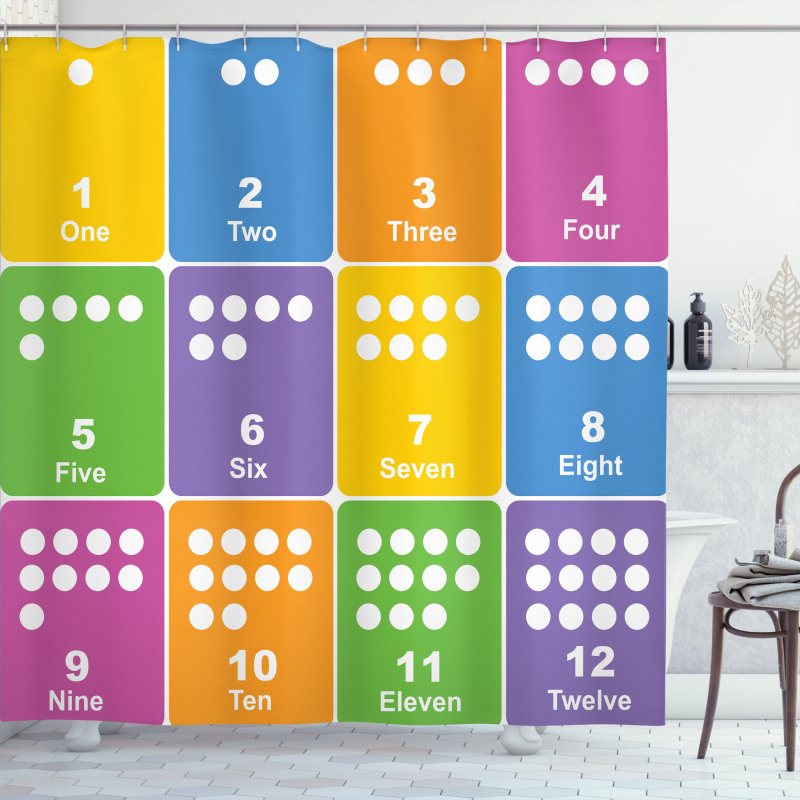 Colorful Numbers Shower Curtain