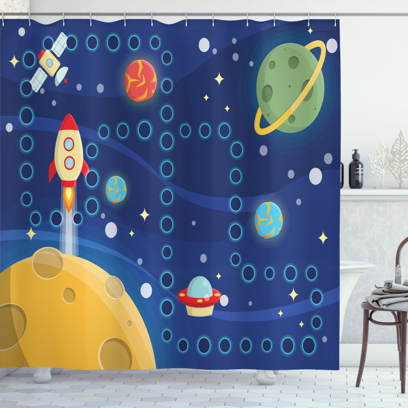 Racing in Cosmos Shower Curtain