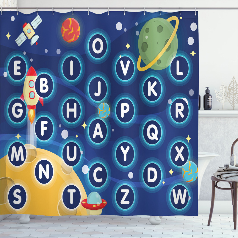 Space Letters Shower Curtain