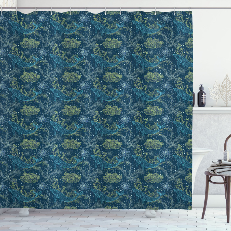 Marine Fauna and Flora Shower Curtain