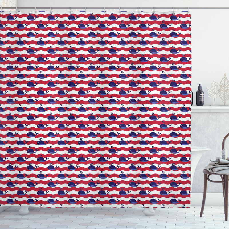 Nautical Baby Pattern Shower Curtain