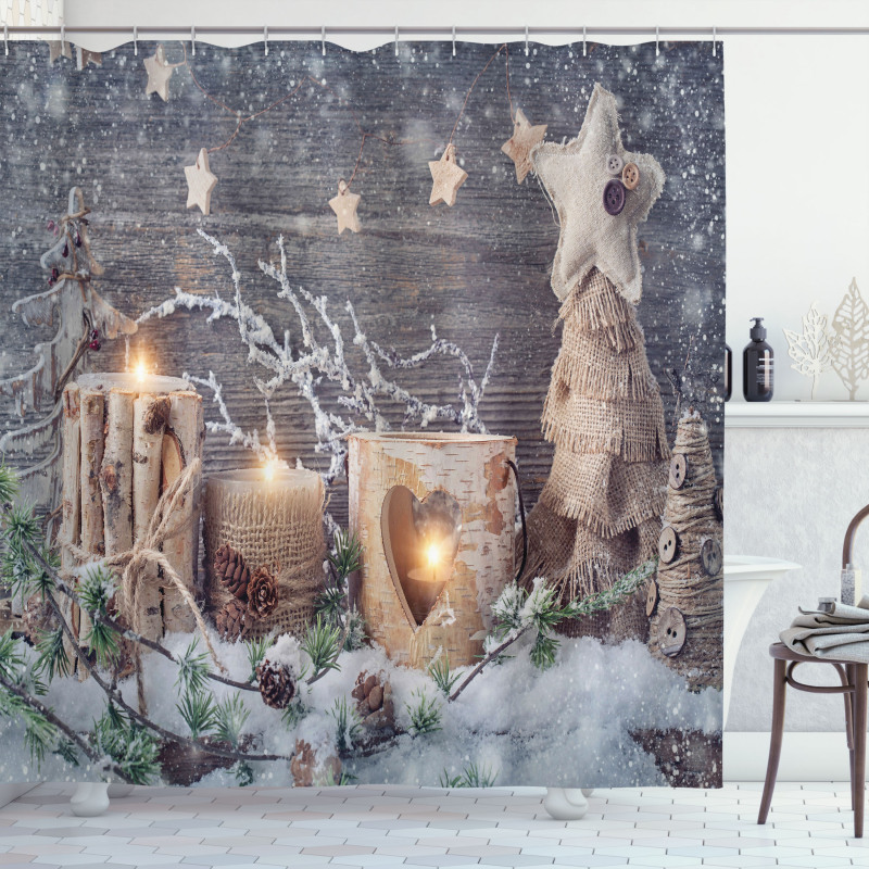 Candle Winter Holiday Shower Curtain