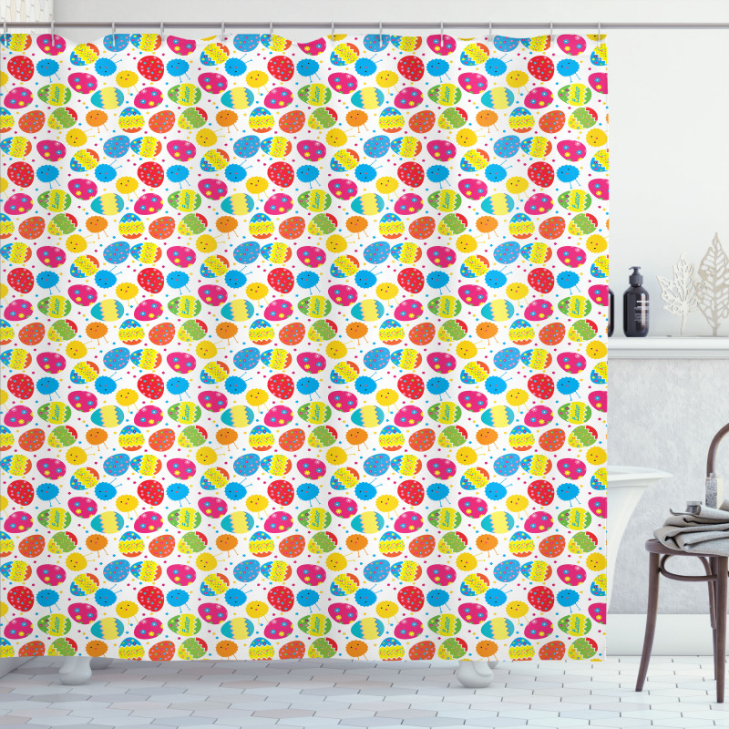 Baby Chicken Daisies Shower Curtain