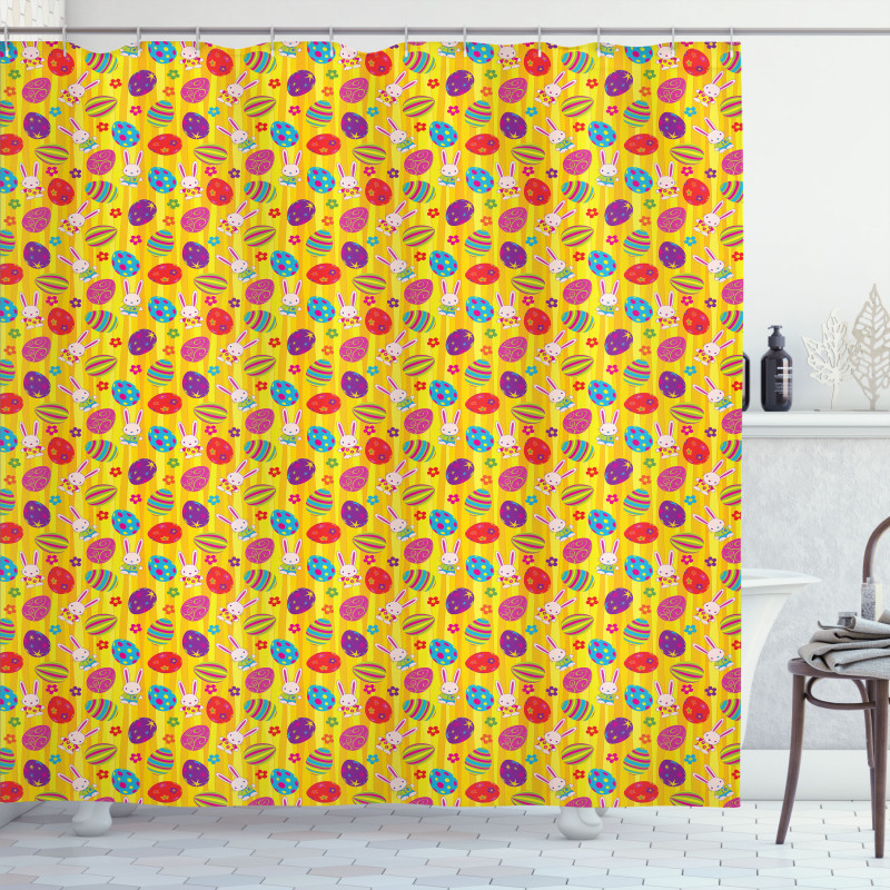 Bunnies Daisies Funky Shower Curtain