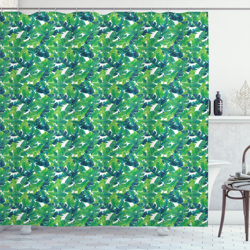 Lush Tropical Leaves Shower Curtain