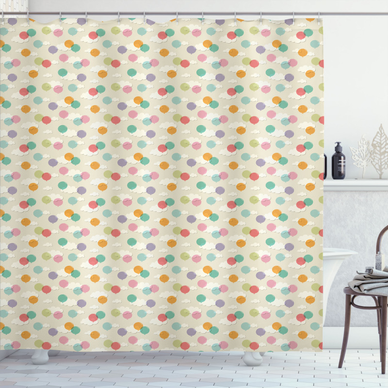 Kids Balloons Clouds Shower Curtain