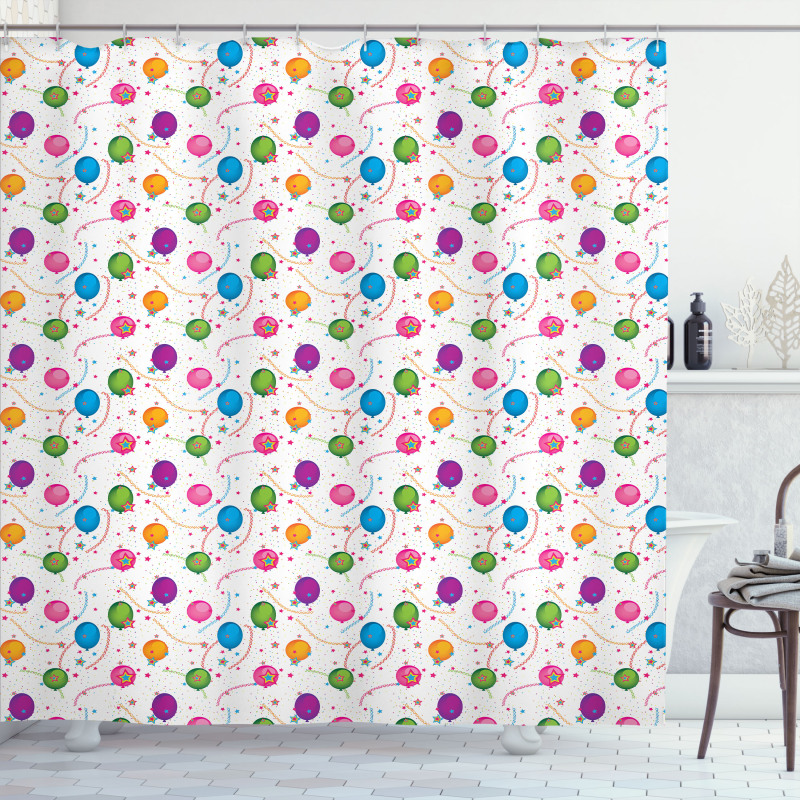 Balloon Stars Shower Curtain