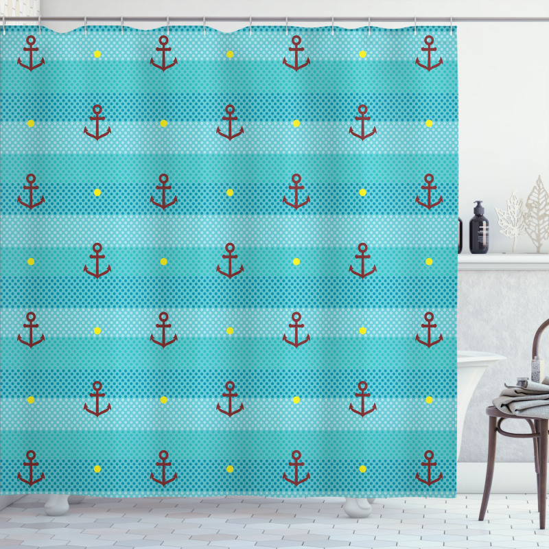 Anchor Nautical Dotted Shower Curtain