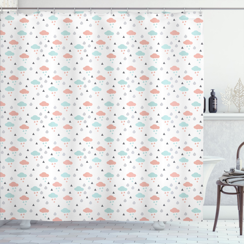 Clouds Raindrops Winter Shower Curtain