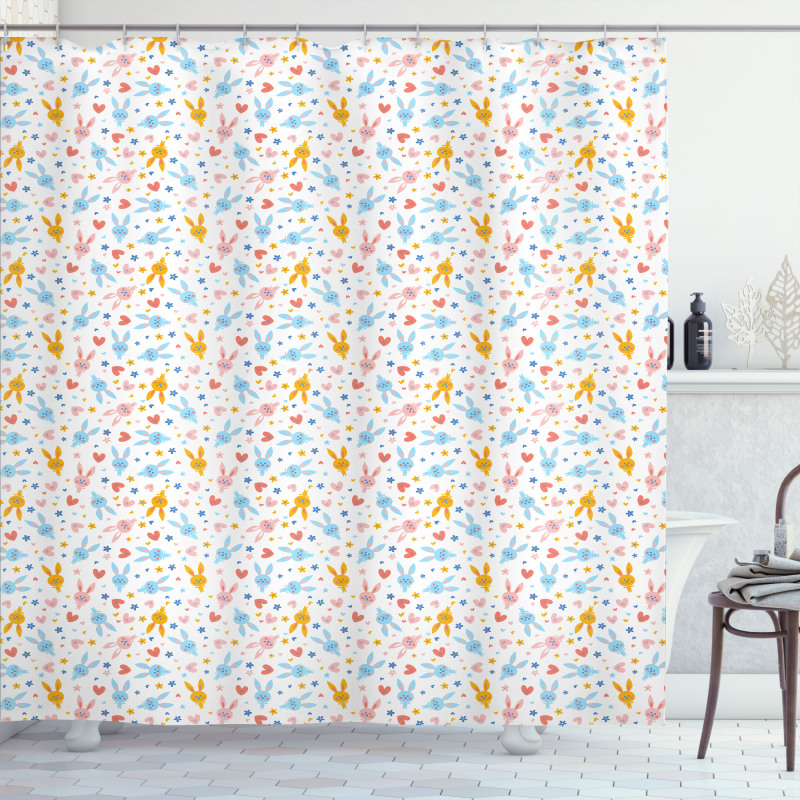 Baby Bunnies Flowers Shower Curtain