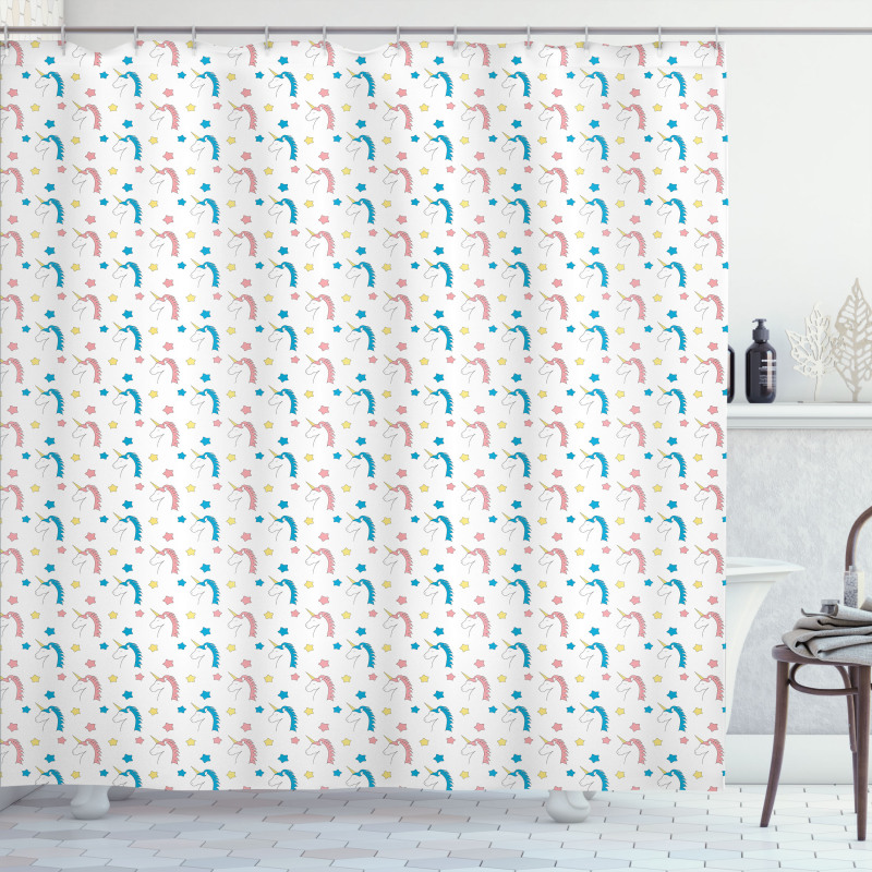 Colorful Unicorns Stars Shower Curtain