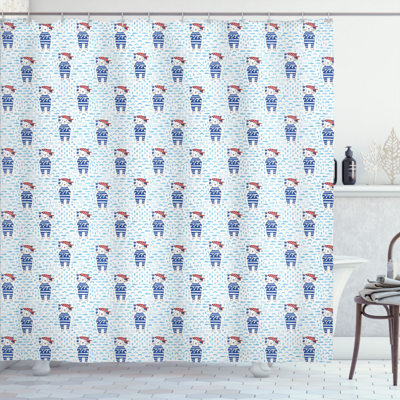 Cat in Blue Sailor Suit Shower Curtain