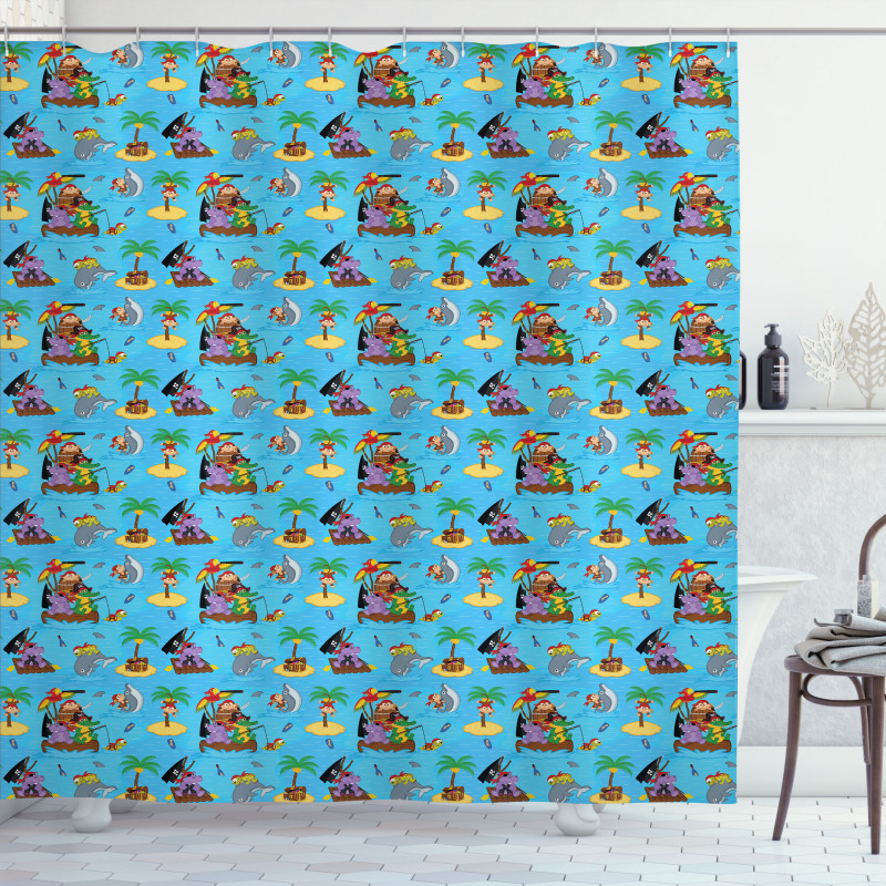 Funny Explorer Animals Shower Curtain