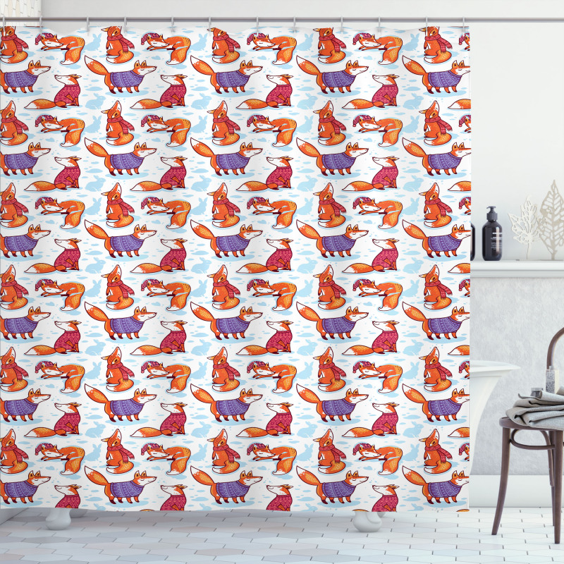 Animals in Winter Sweaters Shower Curtain