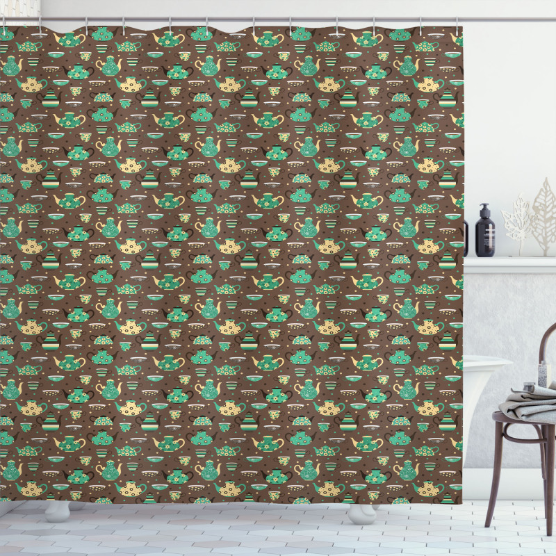 Dotted Cups and Pots Shower Curtain