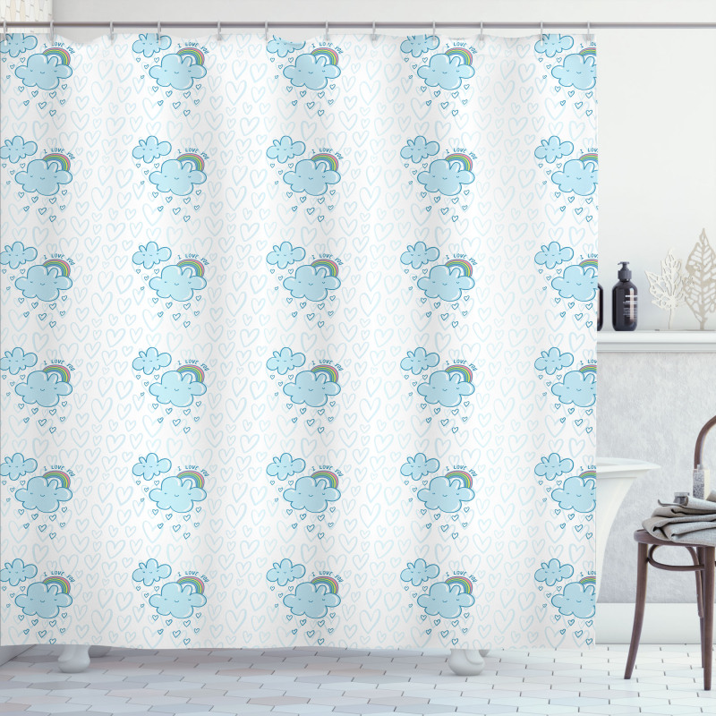 Blue Valentine Cloud Shower Curtain