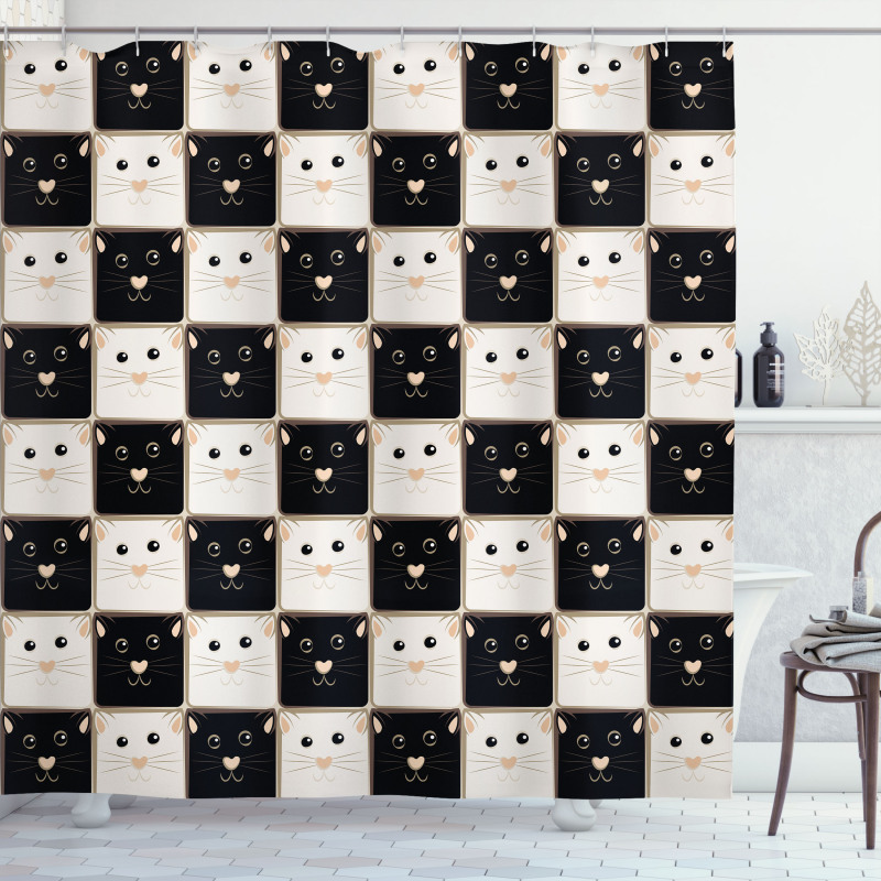 Squares with Cats Shower Curtain