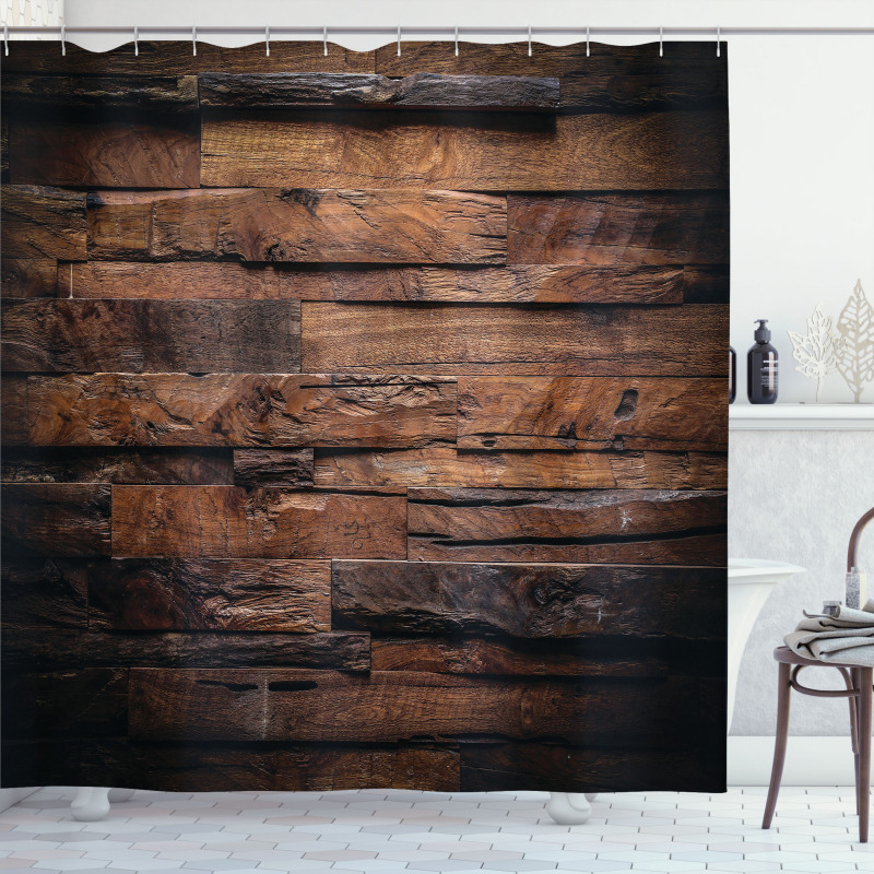 Rough Dark Timber Shower Curtain