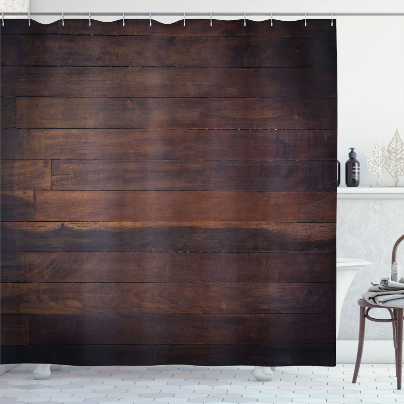 Aged Dark Timber Shower Curtain