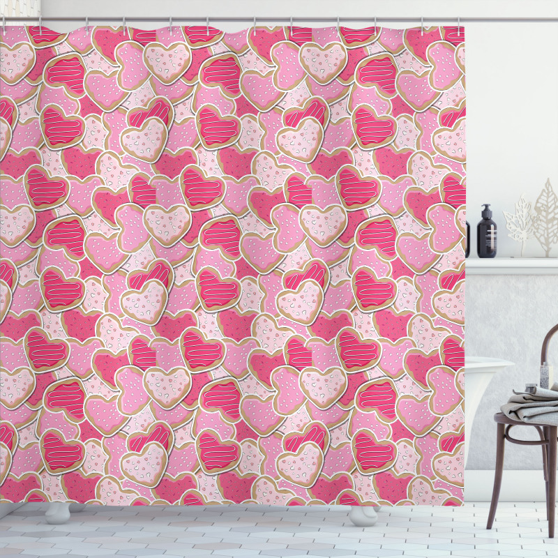 Heart Shapes Cookies Shower Curtain