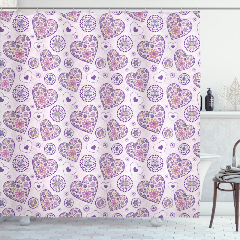 Hearts with Flowers Shower Curtain