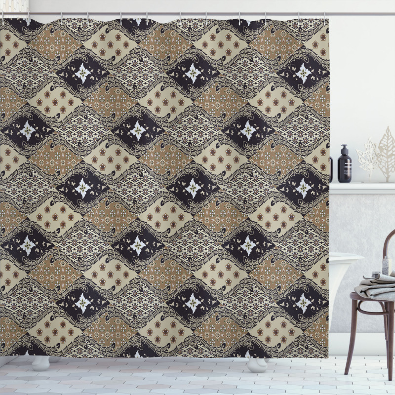 Old Fashioned Batik Pattern Shower Curtain