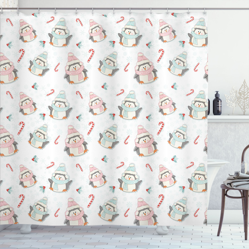Christmas Penguins Shower Curtain