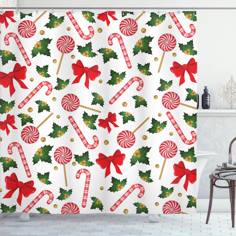 Mistletoe and Sweets Shower Curtain