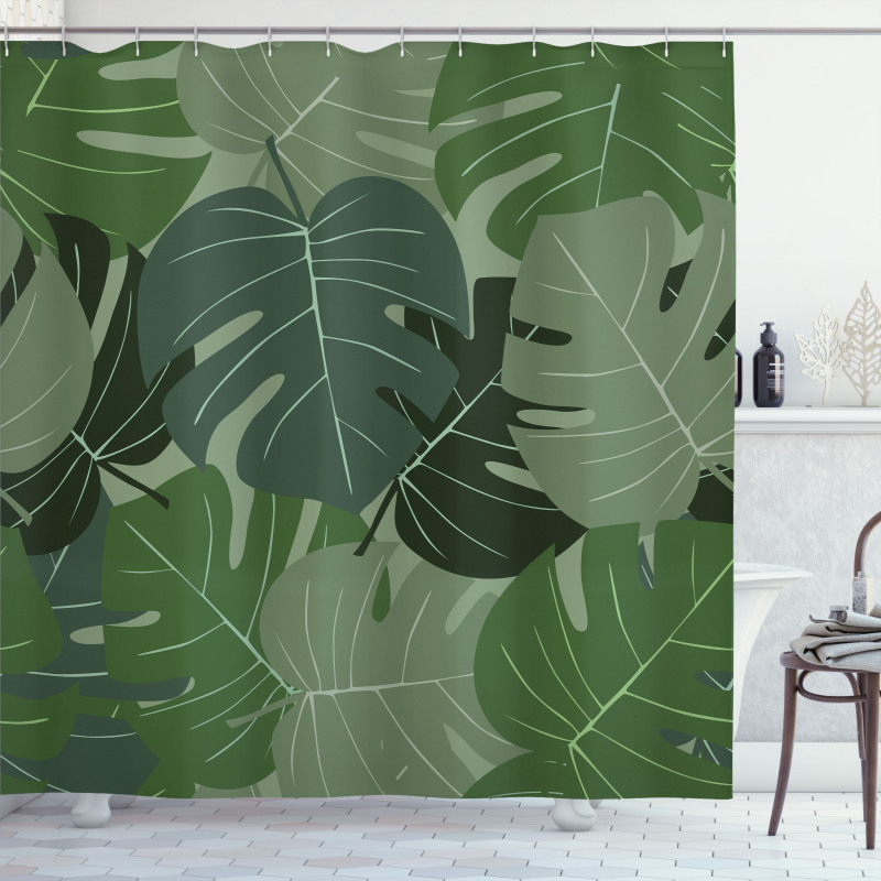 Camo Palm Leaves Shower Curtain