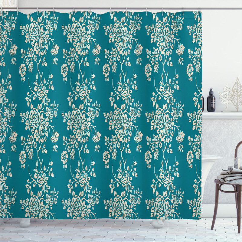 Roses on Blossoming Branches Shower Curtain