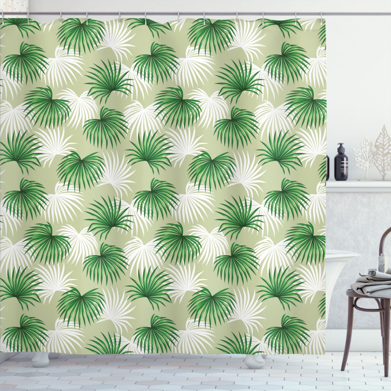 Palm Tree Island Foliage Shower Curtain