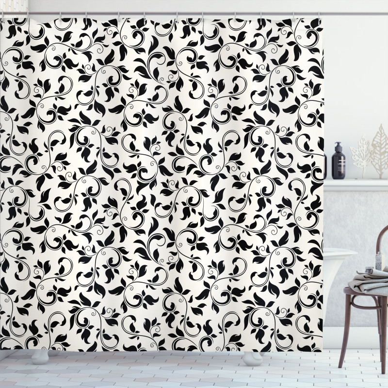 Monochrome Scroll Pattern Shower Curtain