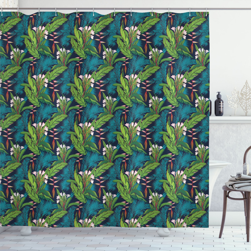 Tropical Jungle Pattern Shower Curtain