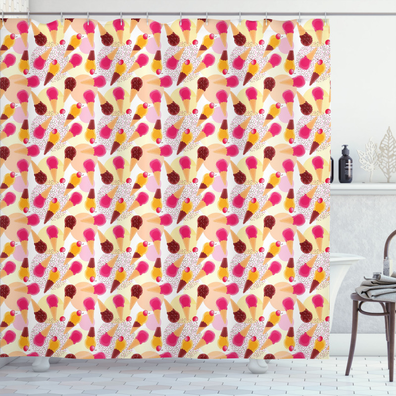 Cherries and Circles Shower Curtain