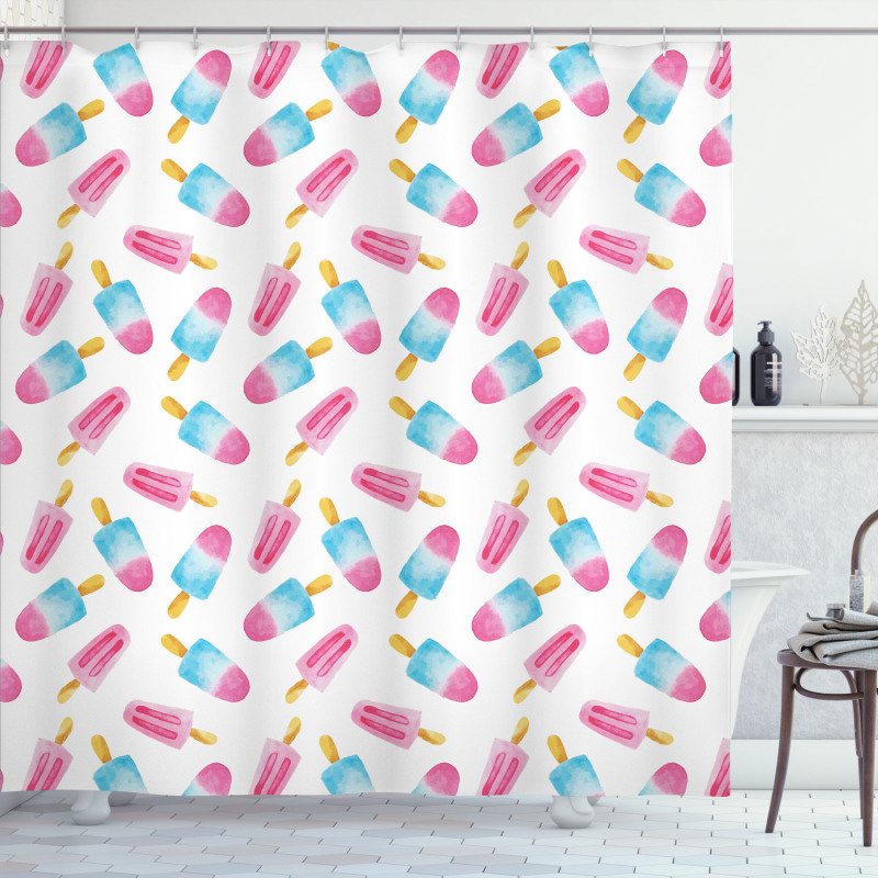 Watercolor Popsicles Shower Curtain