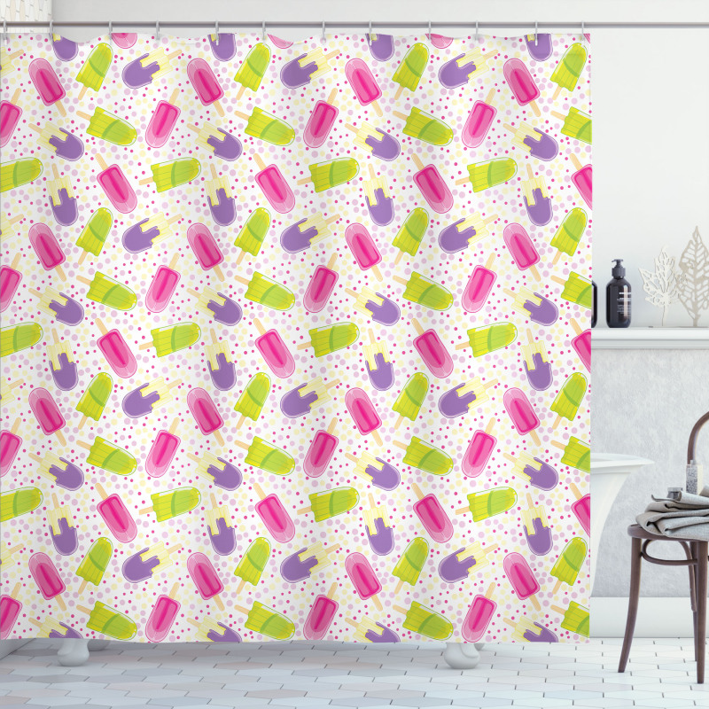 Cartoon Popsicle Dots Shower Curtain