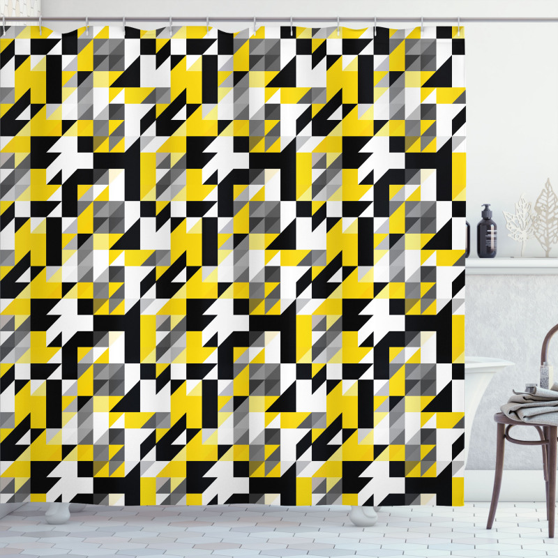 Squares and Houndstooh Shower Curtain
