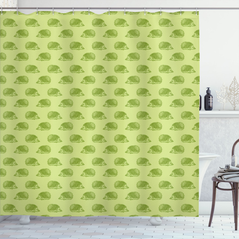 Spiny Mammals Green Shower Curtain