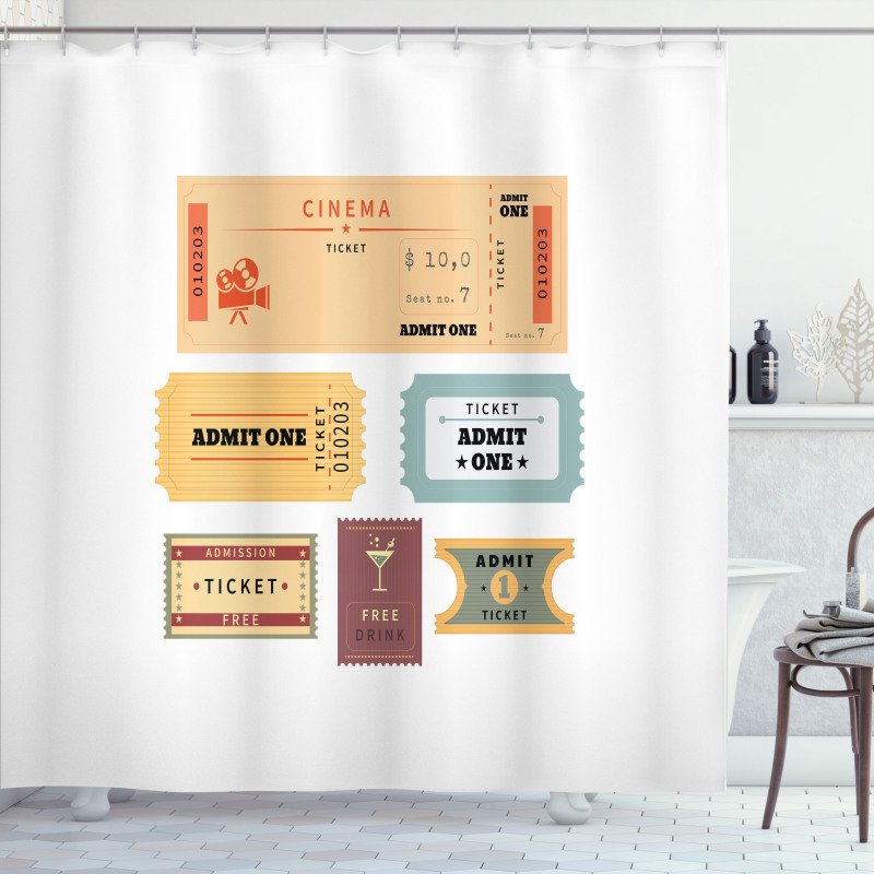 Retro Tickets Shower Curtain