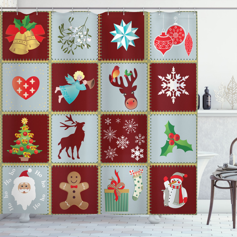 Xmas Tree Reindeers Shower Curtain