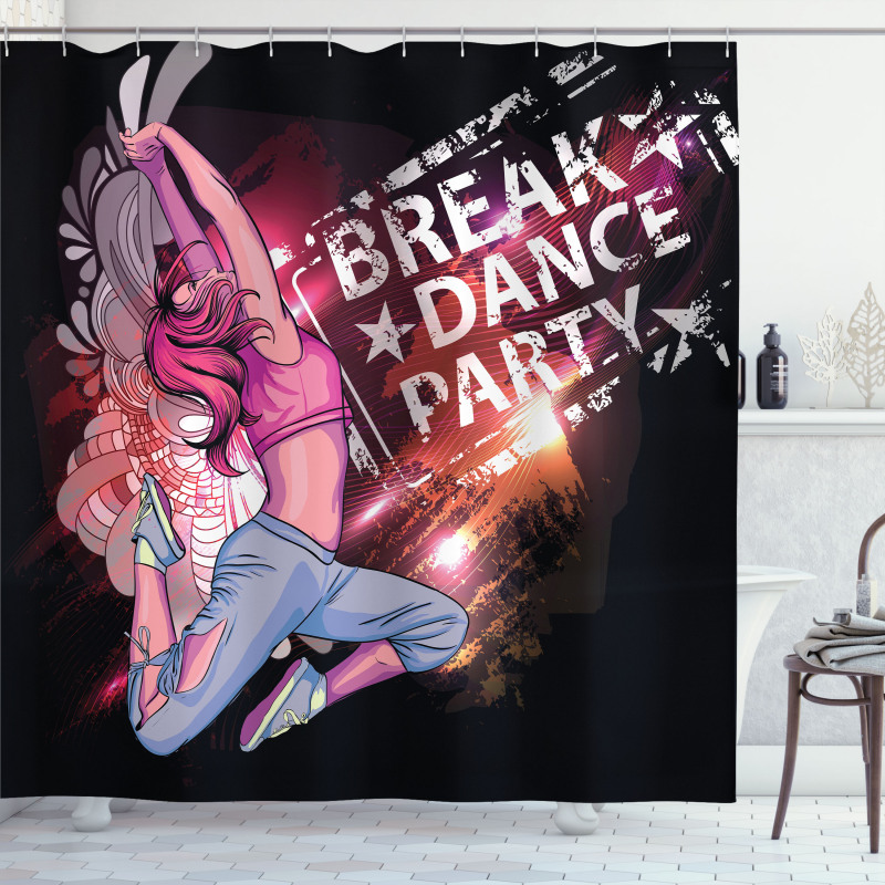 Break Dance Party Theme Shower Curtain