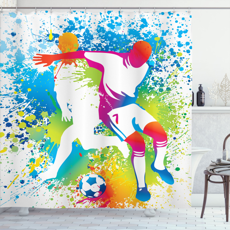 Football Players Colorful Shower Curtain