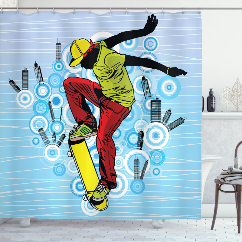 Teenager on Skateboard Shower Curtain