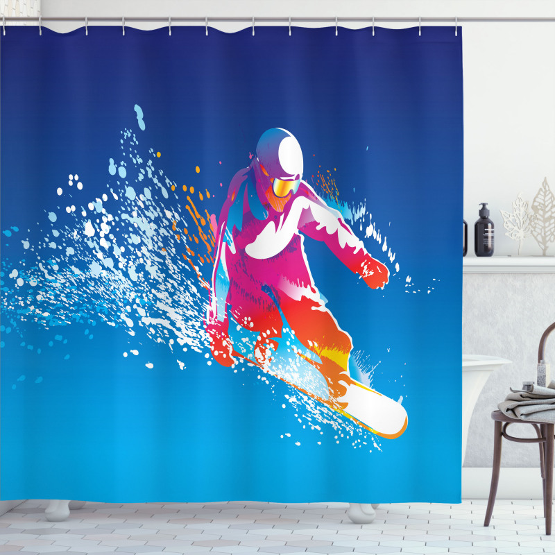 Colorful Snowboarding Man Shower Curtain