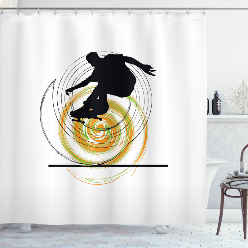 Skater Man Spiral Circles Shower Curtain