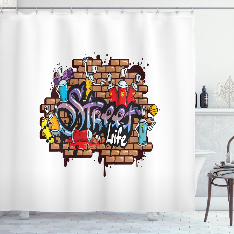 Street Life Graffiti Art Shower Curtain