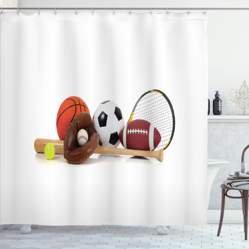 Assorted Sports Equipment Shower Curtain