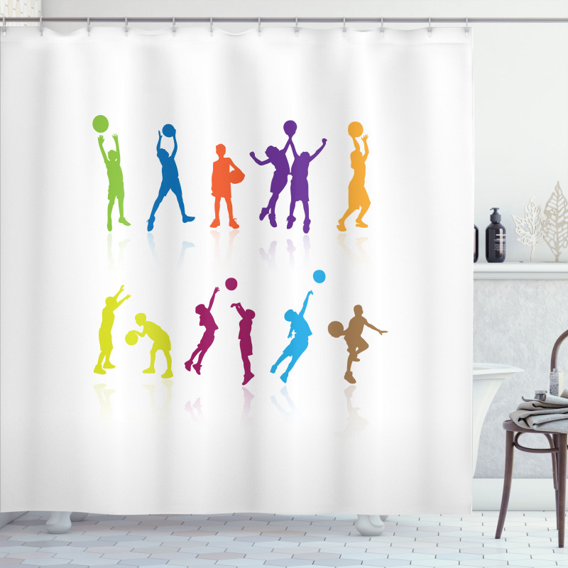 Colorful Kids Basketball Shower Curtain