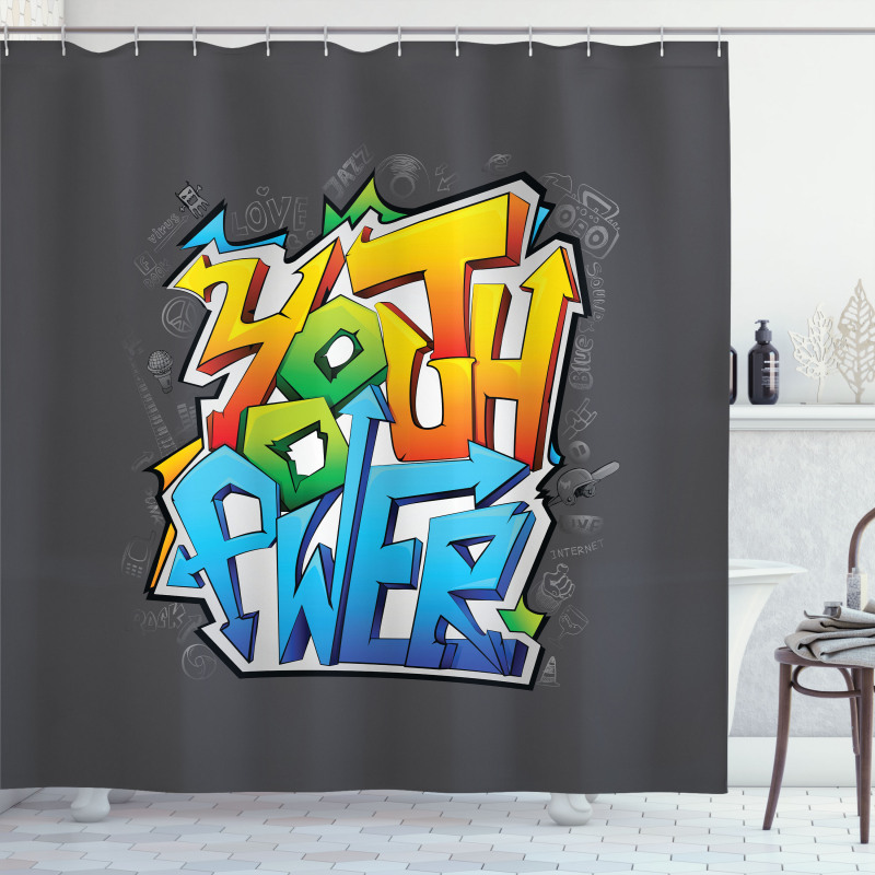 Graffiti Art Youth Power Shower Curtain